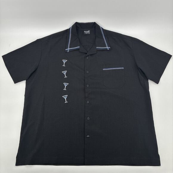 Steady Last Call Shirt Men XL Black Martini Bowling Rockabilly Retro USA - Picture 2 of 10